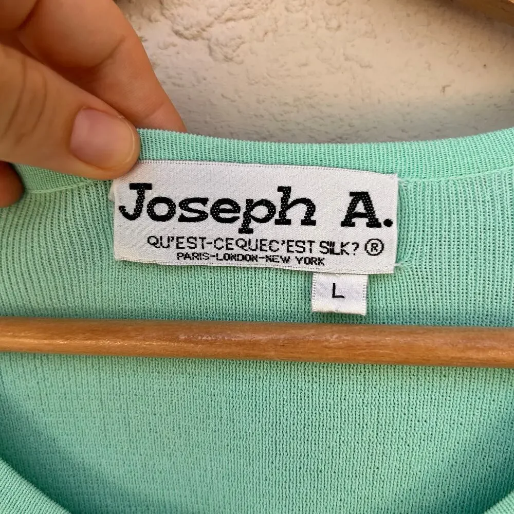 Vintage Joseph A Mint Green Beaded Embroidered Knit Top Size L
